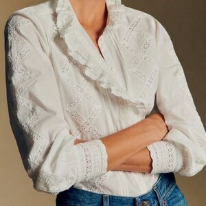 Sézane Chlo Lace Blouse in Ecru